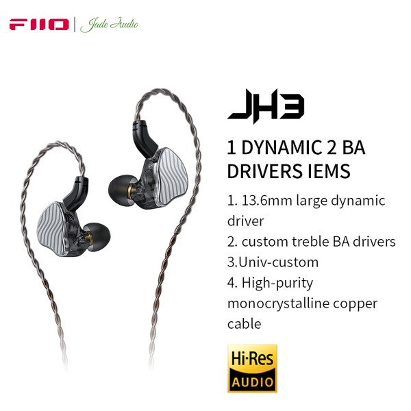 Nuevo Intrauditivos JH3 1DD + 2BA, Cascos Hibridos Triples, Audio IEM HiFi Con Cable Desmontable De Graves 0,78