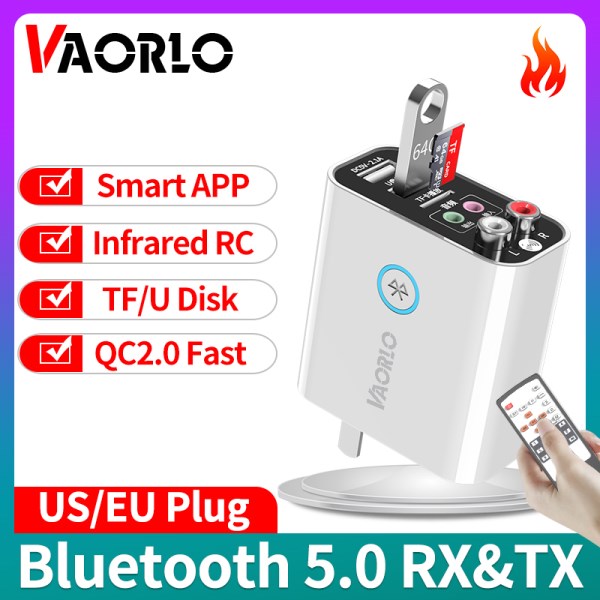 Nuevo Y Transmisor De Audio 2 En 1 Con Bluetooth 5,0, Cargador Rapido QC2.0, Aplicacion Inteligente Con 3,5 MM, AUX, RCA, Tarjeta TF, Adaptador De Cable De Disco U