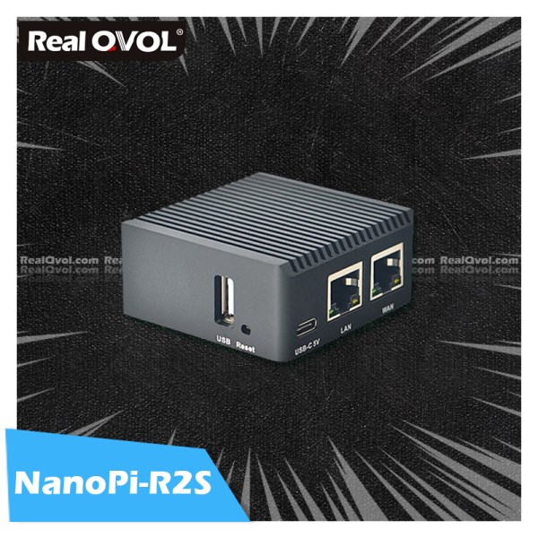 Nuevo NanoPi R2S Rockchip RK3328 Con Caja De Metal CNC Mini Placa De Desarrollo Puerto Dual Gigabit 1GB Sistema SBC