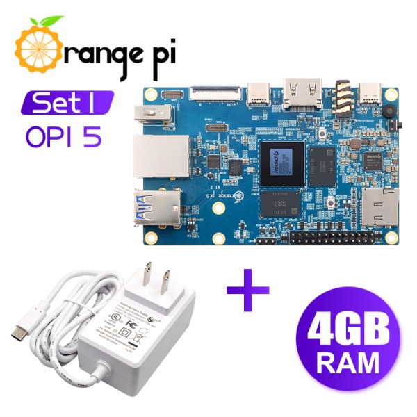 Nuevo De Alimentacion Tipo C Orange Pi 5 4GB + 5V4A, Modulo PCIE RK3588S, WiFi Externo + BT, Placa De Desarrollo De Computadora Unica SSD