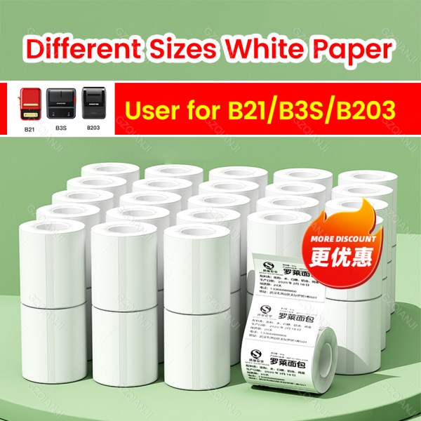 Nuevo De Papel De Etiqueta Adhesiva Oficial Para Impresora B203 B21, Color Blanco, Diferentes Tama Os