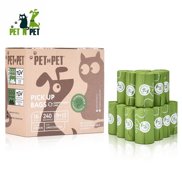 Nuevo N PET-Bolsa De Caca Verde Sin Perfume Para Recoger Residuos De Perro, Bolsas De Limpieza Biodegradables, 240120 Unidades