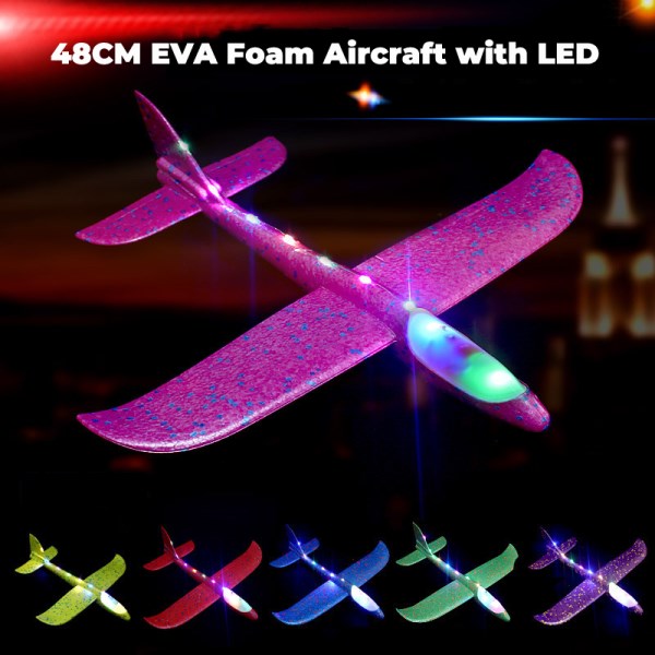 Nuevo De Espuma Con Luz LED, Juguete De 48Cm, Modo De Vuelo LED, Planeador De Inercia, Modelo De Avion, Deporte Al Aire Libre